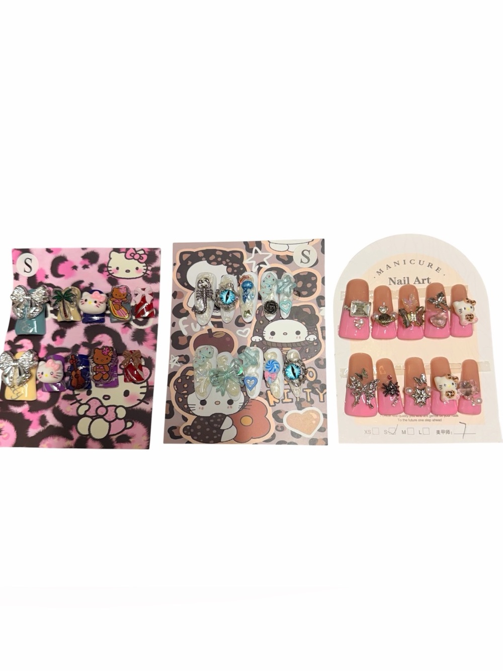 🎀 3-SET 3D PRESS-ON NAIL ART BUNDLE – SIZE SMALL 🎀